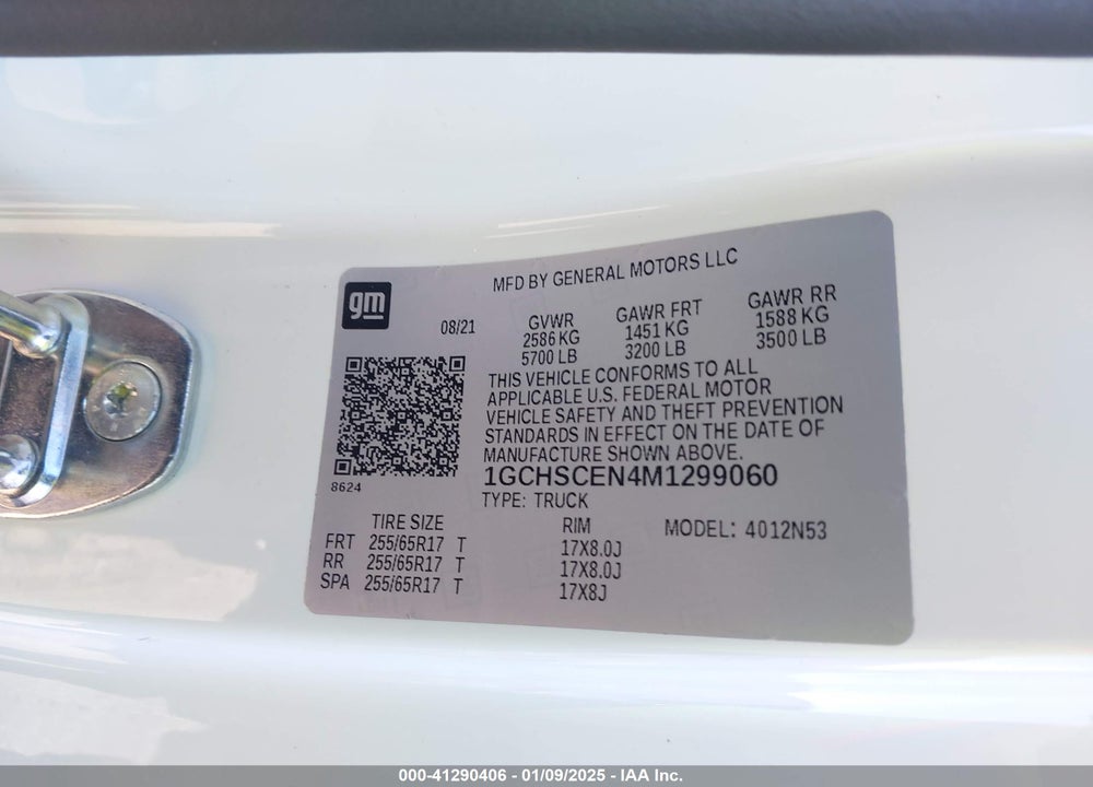 2021 CHEVROLET COLORADO VIN: 1GCHSCEN4M1299060