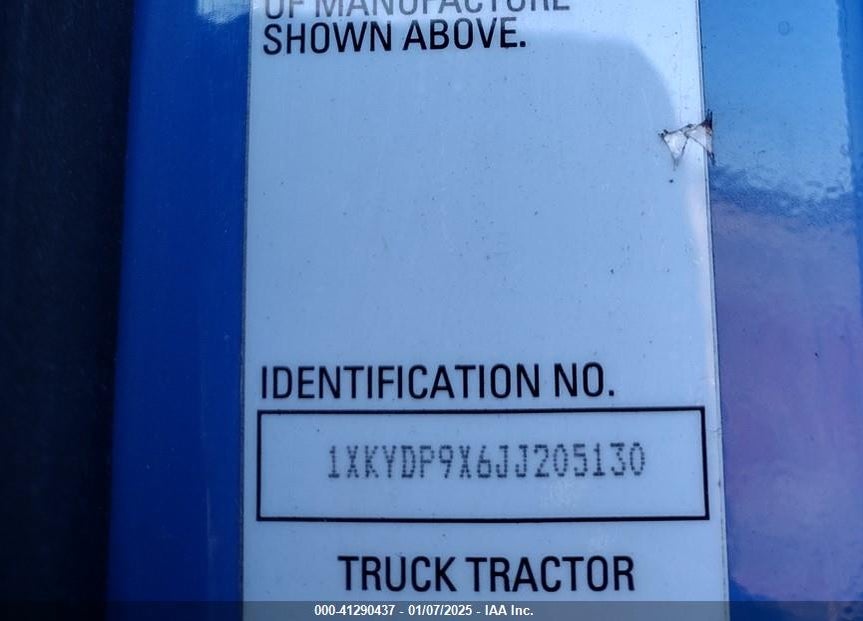 2018 KENWORTH T680 VIN: 1XKYDP9X6JJ205130