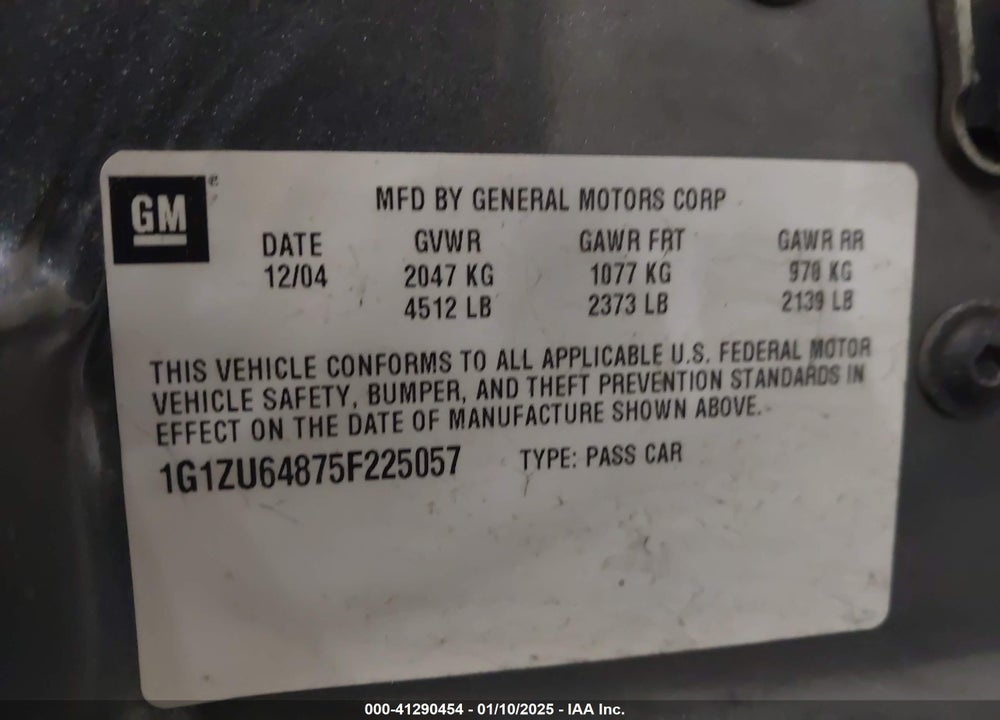 2005 CHEVROLET MALIBU MAXX LT VIN: 1G1ZU64875F225057