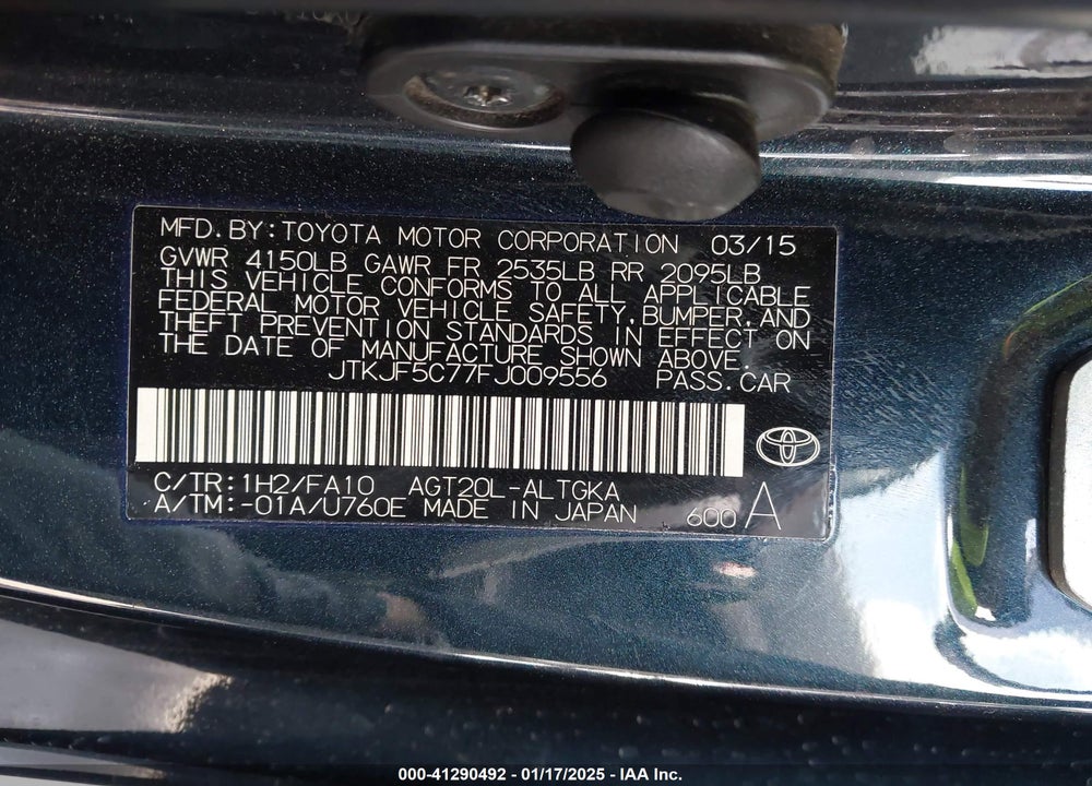 2015 SCION TC VIN: JTKJF5C77FJ009556