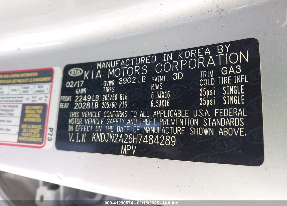 2017 KIA SOUL VIN: KNDJN2A26H7484289