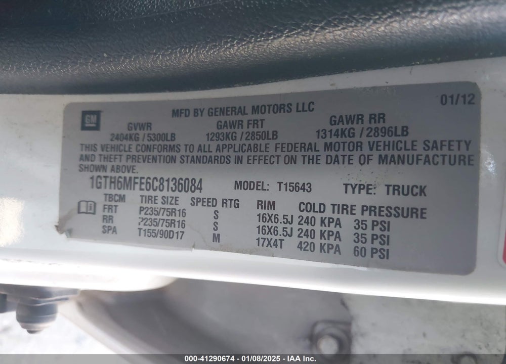 2012 GMC CANYON VIN: 1GTH6MFE6C8136084