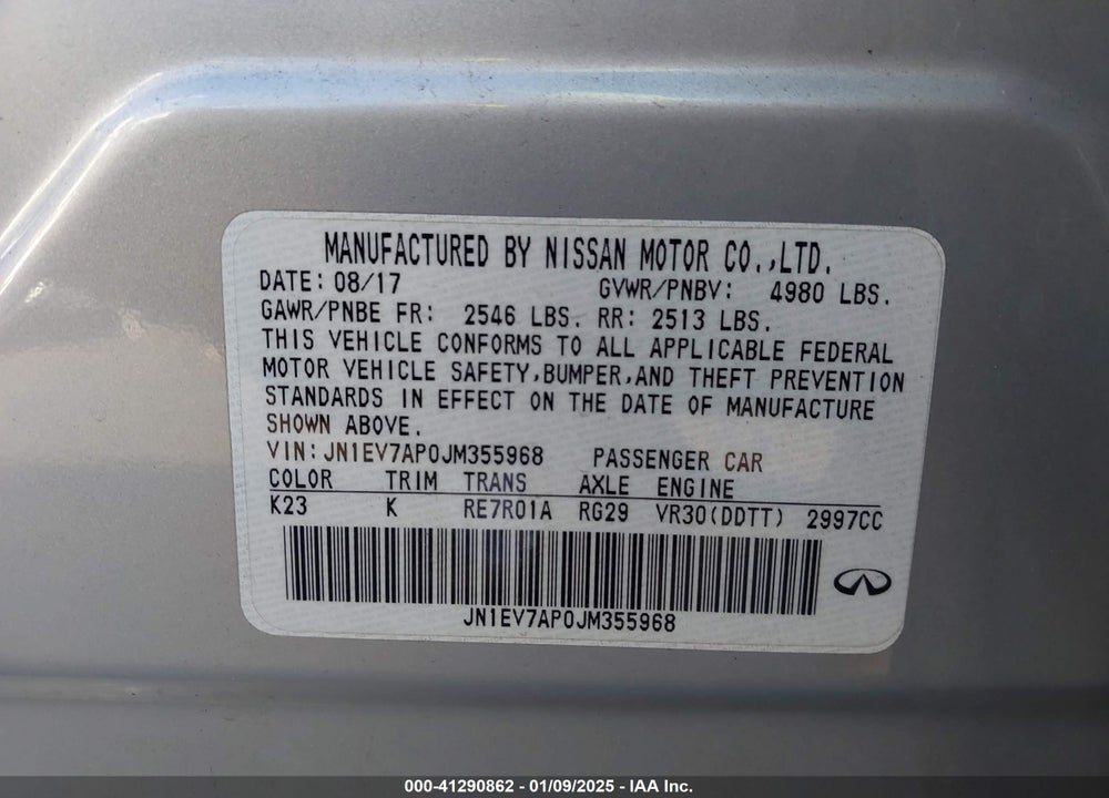 2018 INFINITI Q50 3.0T SPORT VIN: JN1EV7AP0JM355968