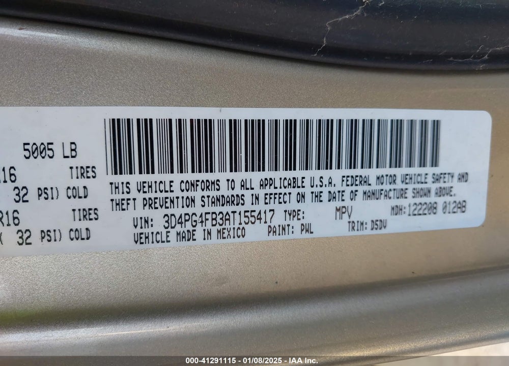 2010 DODGE JOURNEY SE VIN: 3D4PG4FB3AT155417