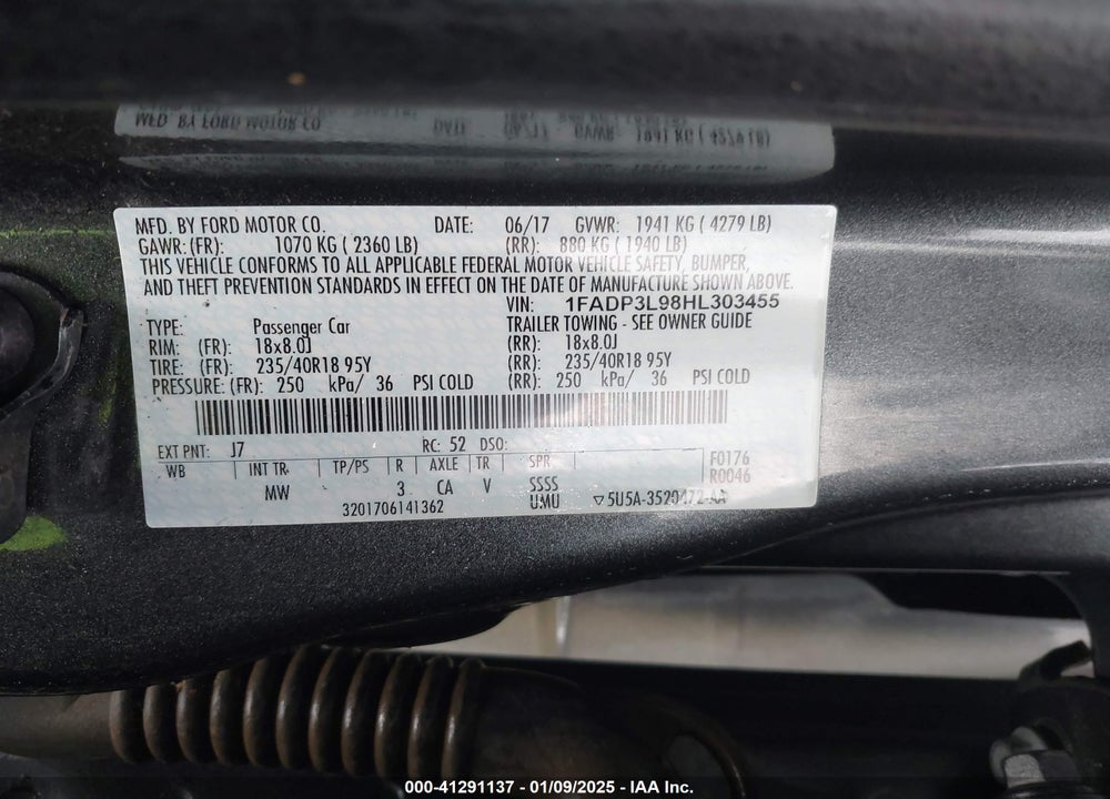 2017 FORD FOCUS ST VIN: 1FADP3L98HL303455