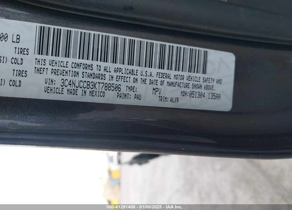 2019 JEEP COMPASS LIMITED FWD VIN: 3C4NJCCB3KT788506