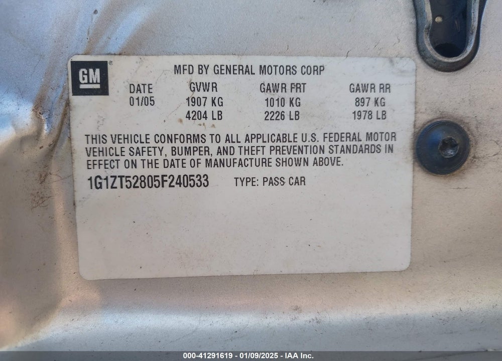 2005 CHEVROLET MALIBU LS VIN: 1G1ZT52805F240533