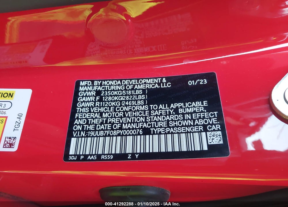 2023 ACURA TLX VIN: 19UUB7F08PY000076