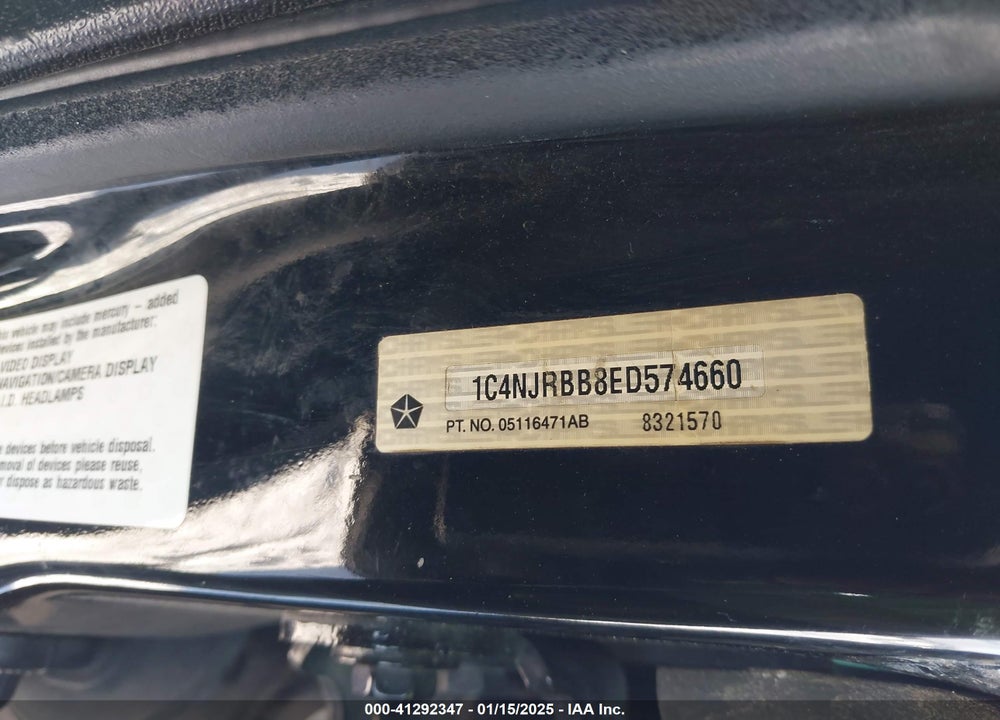 2014 JEEP PATRIOT VIN: 1C4NJRBB8ED574660
