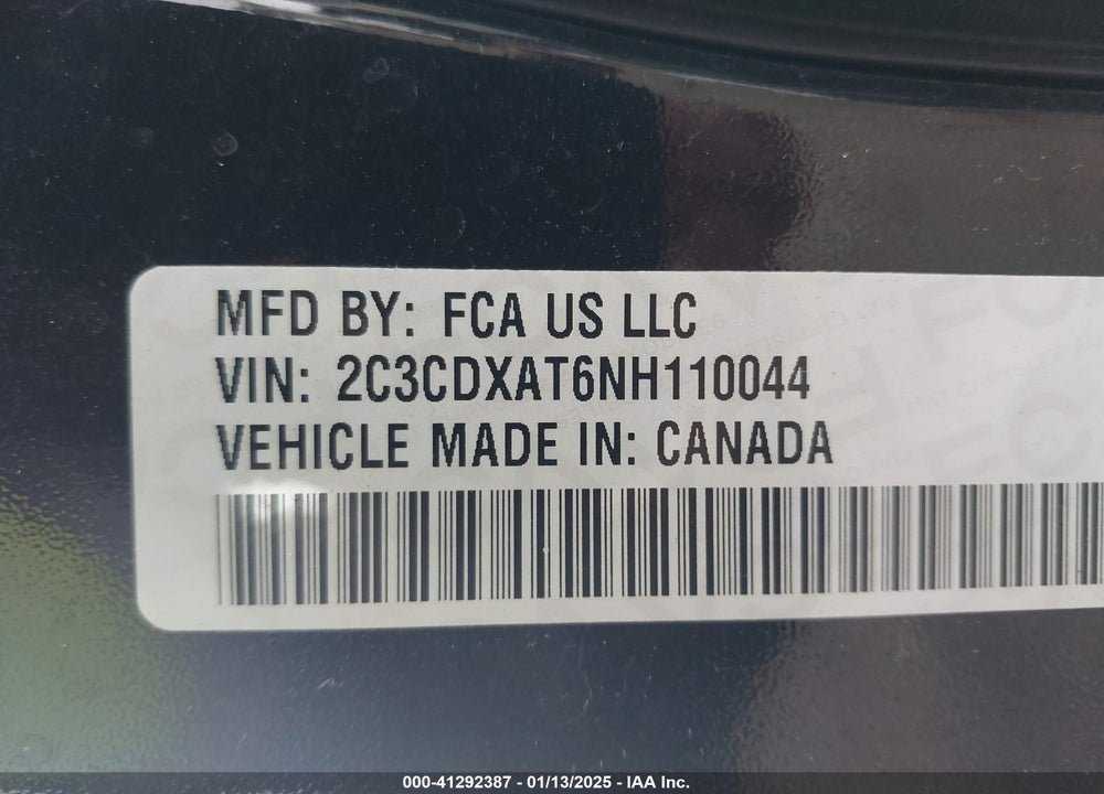 2022 DODGE CHARGER VIN: 2C3CDXAT6NH110044