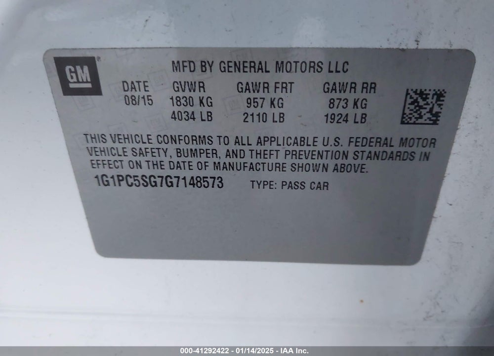 2016 CHEVROLET CRUZE LIMITED LS AUTO VIN: 1G1PC5SG7G7148573