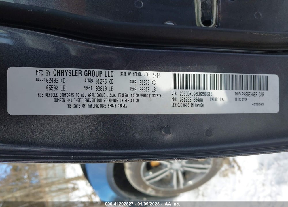 2014 DODGE CHARGER SXT VIN: 2C3CDXJG0EH296618