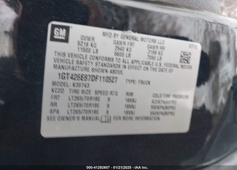 2013 GMC SIERRA 3500HD DENALI VIN: 1GT426E87DF110527