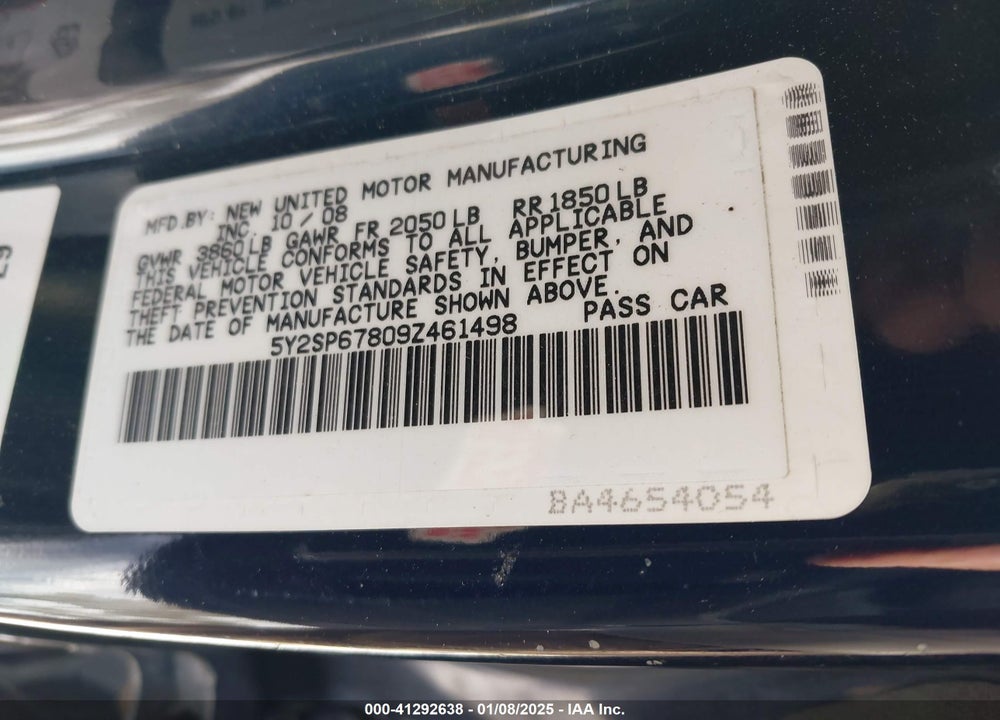 2009 PONTIAC VIBE VIN: 5Y2SP67809Z461498