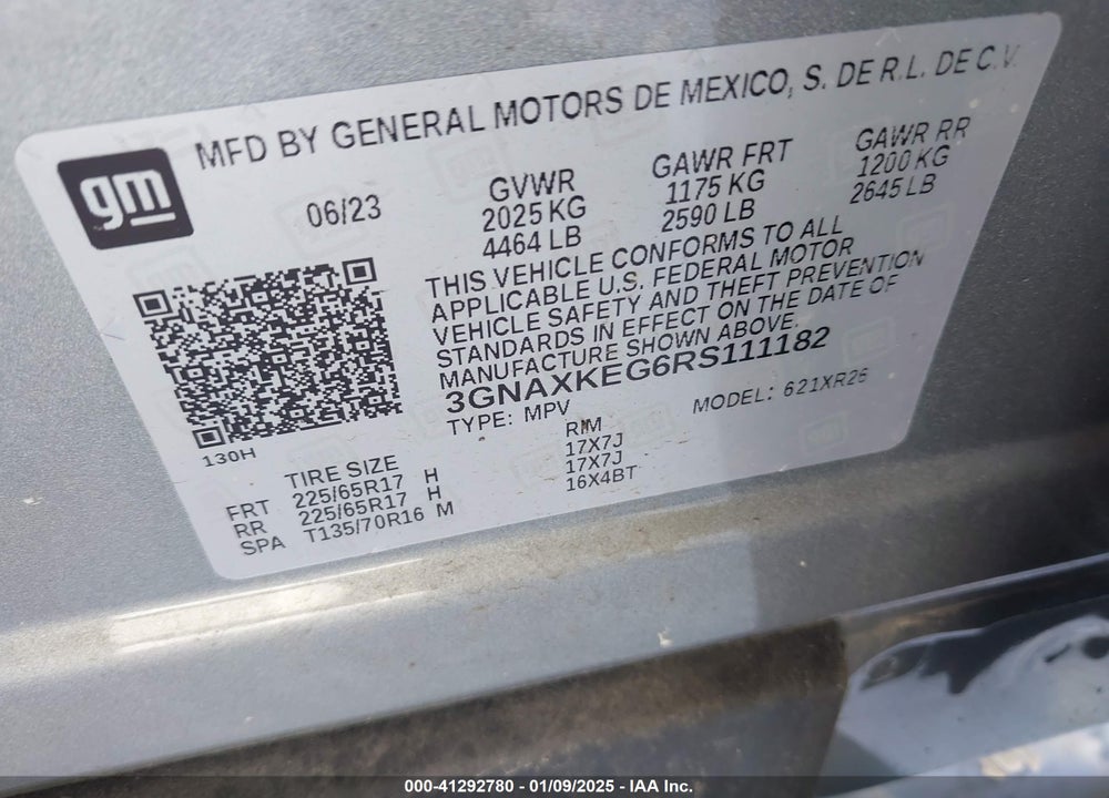 2024 CHEVROLET EQUINOX FWD LT VIN: 3GNAXKEG6RS111182