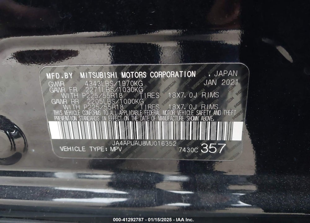 2021 MITSUBISHI OUTLANDER SPORT 2.0 BE 2WD/2.0 ES 2WD/2.0 LE 2WD/2.0 S 2WD VIN: JA4APUAU8MU016352