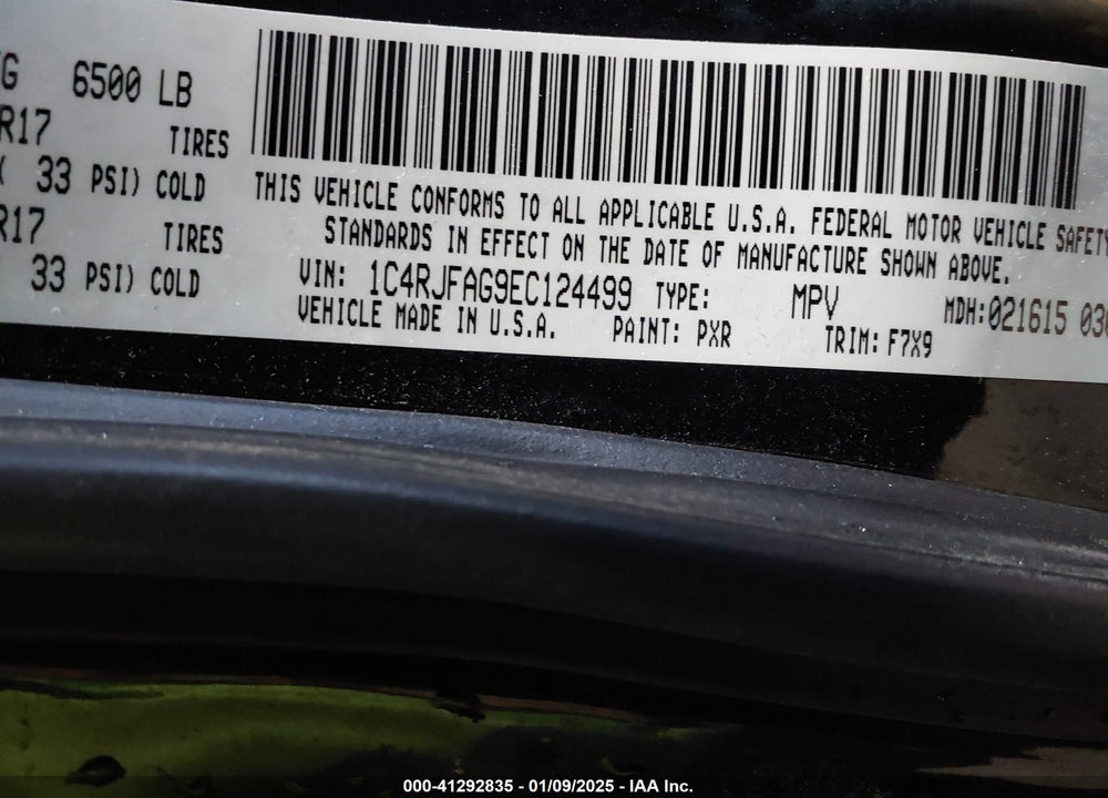 2014 JEEP GRAND CHEROKEE LAREDO VIN: 1C4RJFAG9EC124499