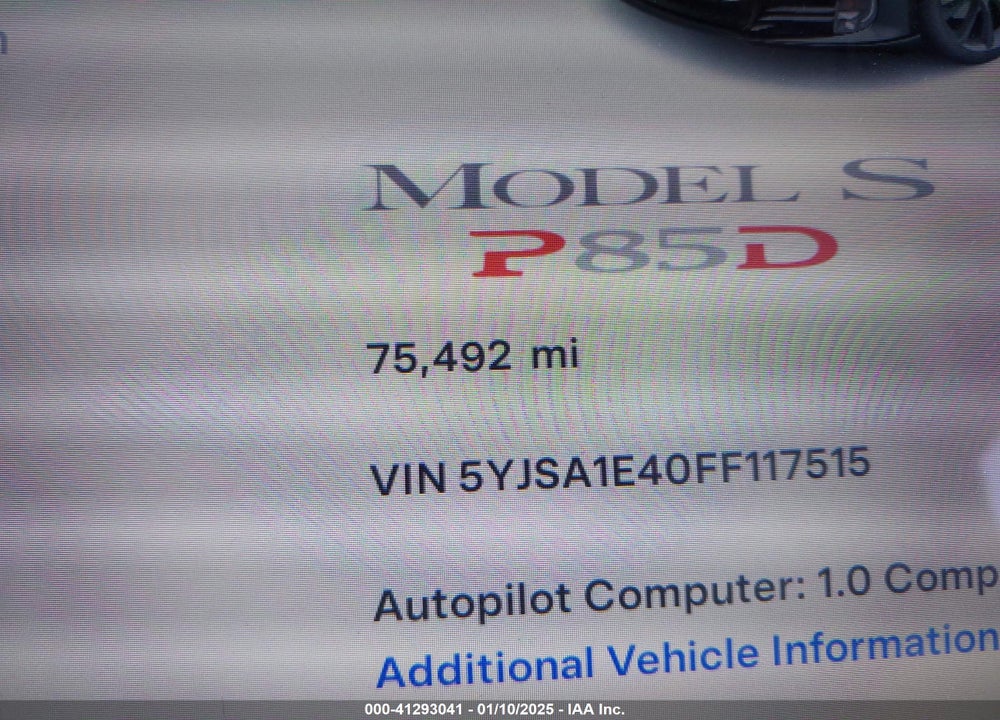 2015 TESLA MODEL S 85D/P85D VIN: 5YJSA1E40FF117515