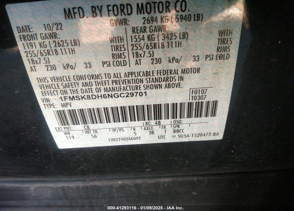 2022 FORD EXPLORER XLT VIN: 1FMSK8DH6NGC29701