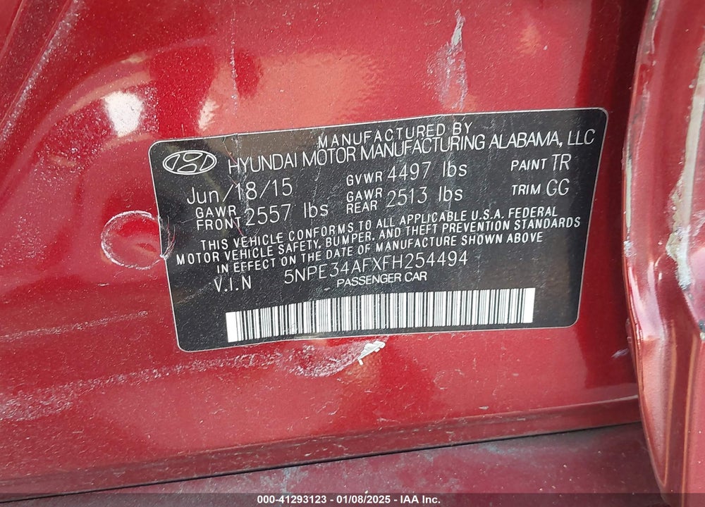 2015 HYUNDAI SONATA VIN: 5NPE34AFXFH254494