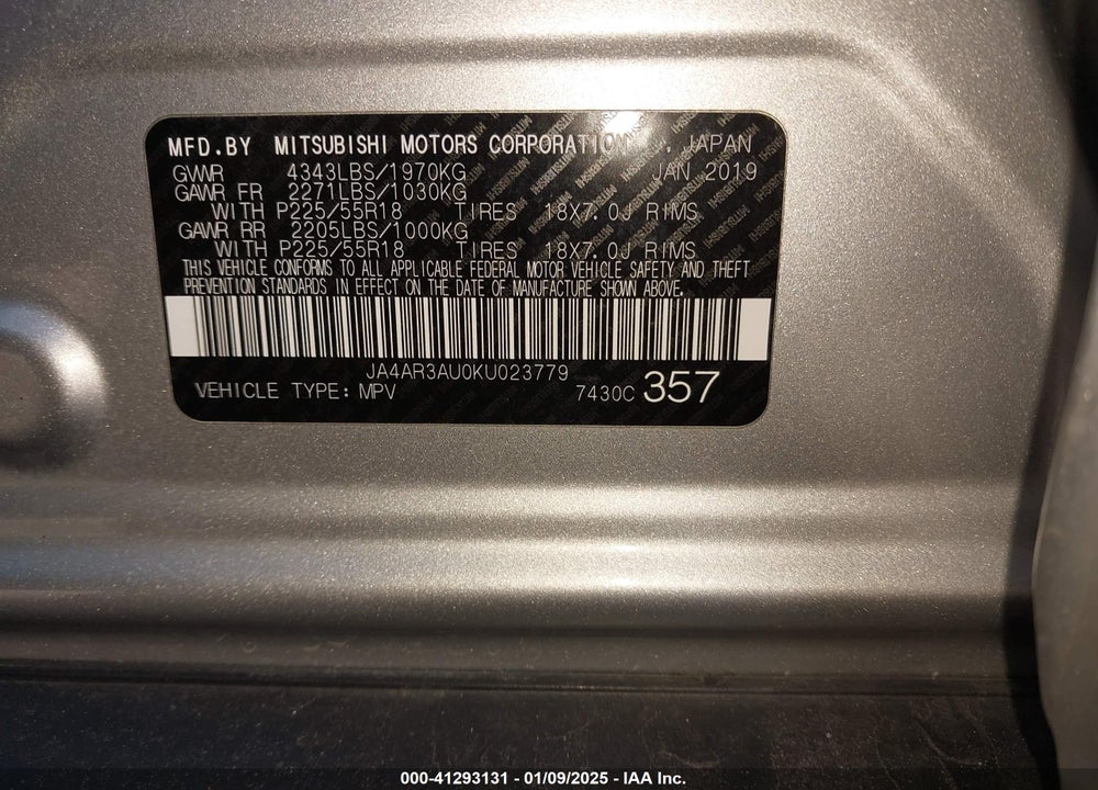 2019 MITSUBISHI OUTLANDER SPORT 2.0 LE VIN: JA4AR3AU0KU023779