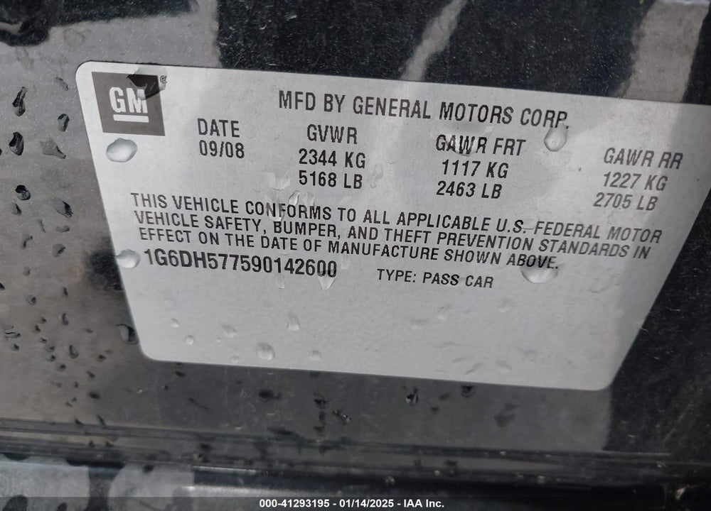 2009 CADILLAC CTS VIN: 1G6DH577590142600