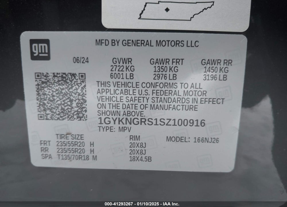 2025 CADILLAC XT5 AWD SPORT VIN: 1GYKNGRS1SZ100916