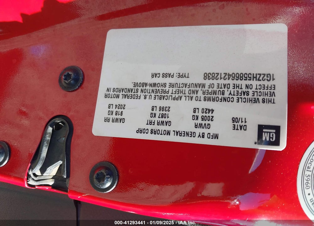 2006 PONTIAC G6 VIN: 1G2ZH558664212838