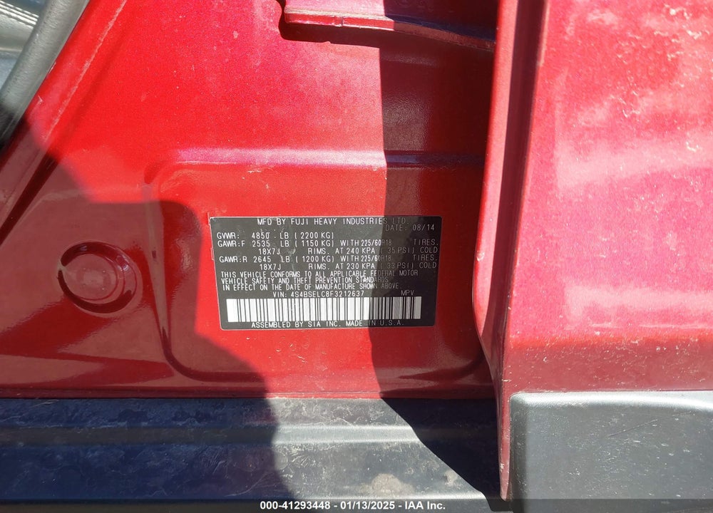 2015 SUBARU OUTBACK VIN: 4S4BSELC8F3212637