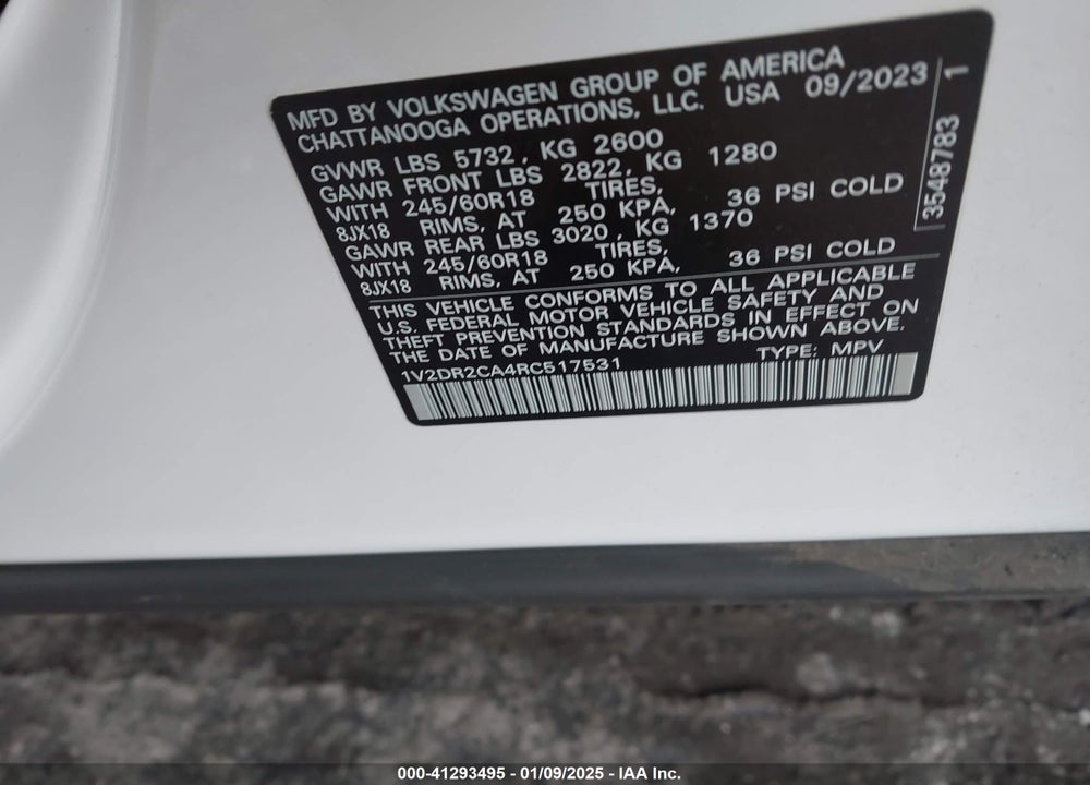 2024 VOLKSWAGEN ATLAS 2.0T SE VIN: 1V2DR2CA4RC517531