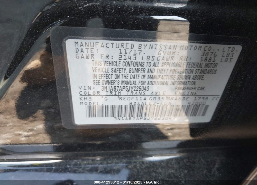 2018 NISSAN SENTRA SL VIN: 3N1AB7AP5JY225043
