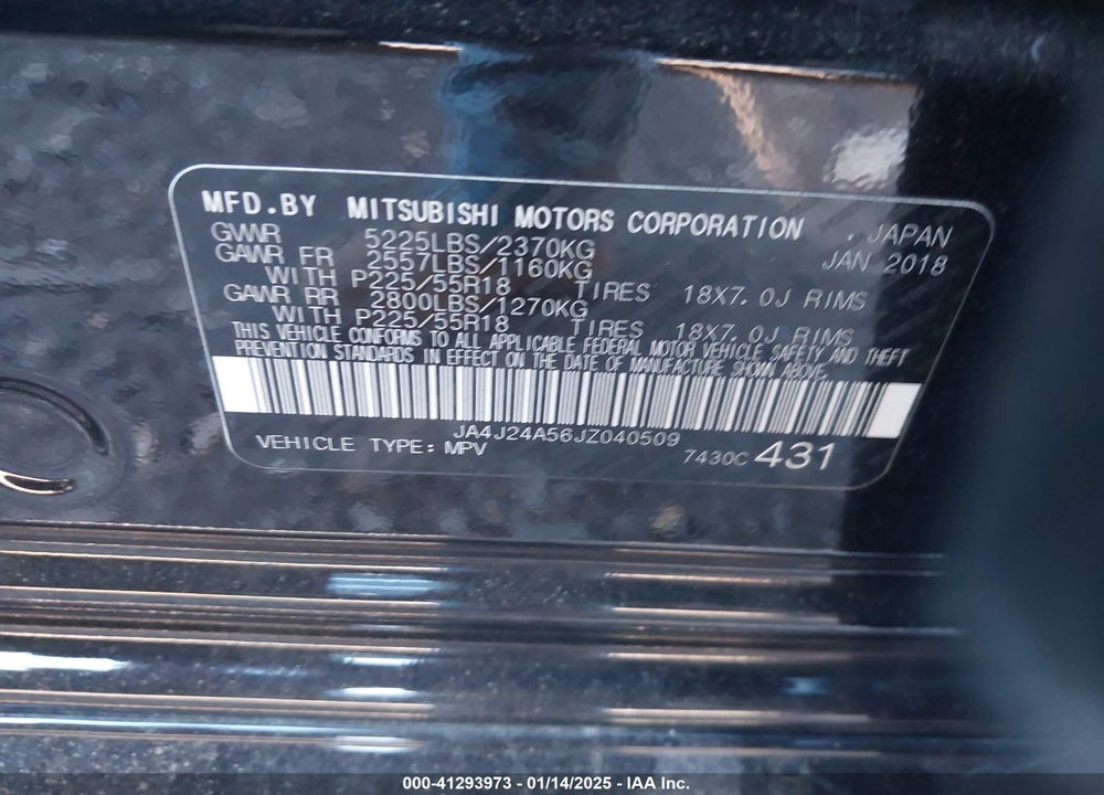 2018 MITSUBISHI OUTLANDER PHEV GT VIN: JA4J24A56JZ040509
