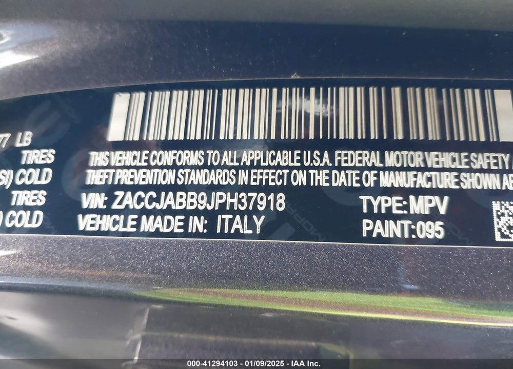 2018 JEEP RENEGADE LATITUDE FWD VIN: ZACCJABB9JPH37918