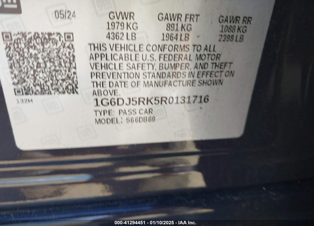 2024 CADILLAC CT4 VIN: 1G6DJ5RK5R0131716