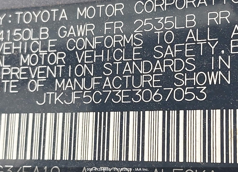 2014 SCION TC VIN: JTKJF5C73E3067053