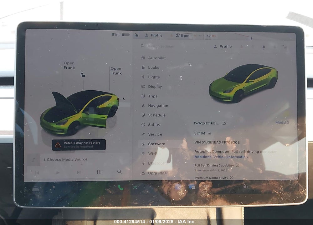2023 TESLA MODEL 3 VIN: 5YJ3E1EAXPF708208