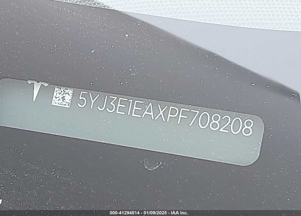 2023 TESLA MODEL 3 VIN: 5YJ3E1EAXPF708208