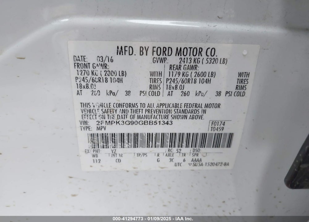 2016 FORD EDGE SE VIN: 2FMPK3G90GBB51343