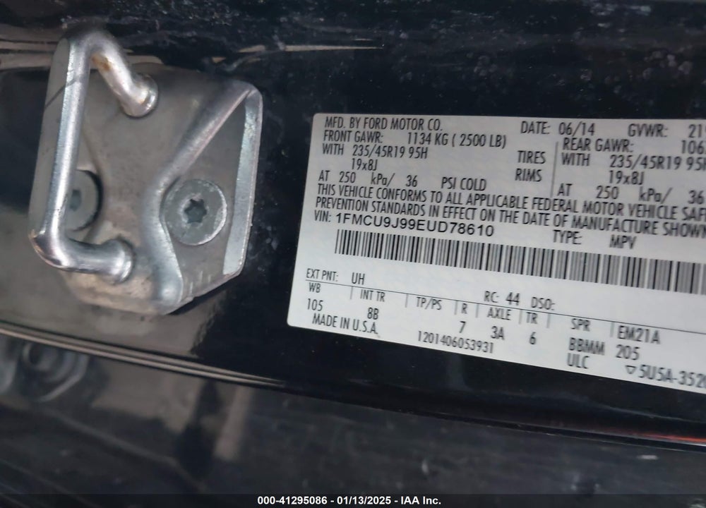 2014 FORD ESCAPE TITANIUM VIN: 1FMCU9J99EUD78610