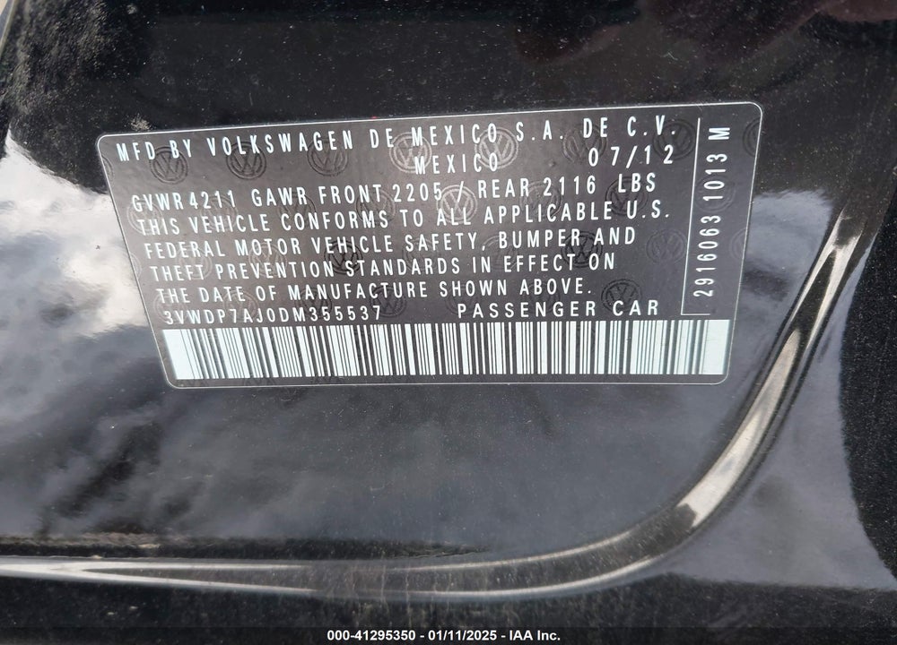 2013 VOLKSWAGEN JETTA 2.5L SE VIN: 3VWDP7AJ0DM355537