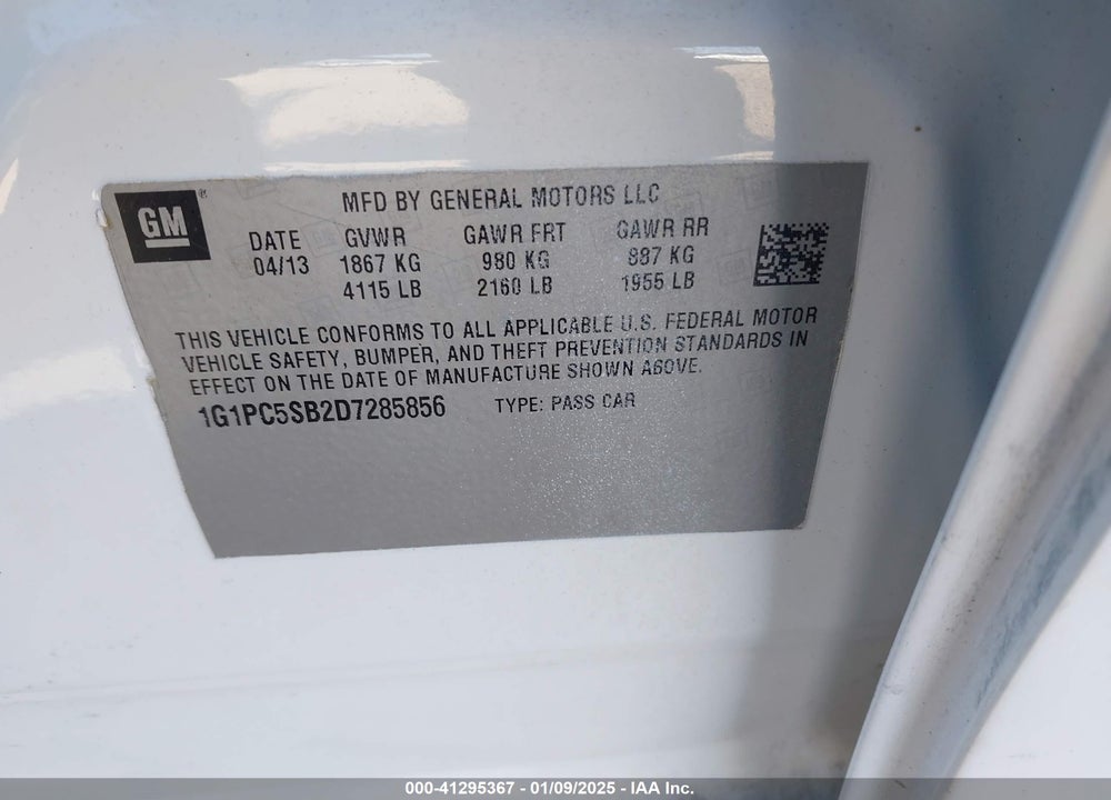 2013 CHEVROLET CRUZE 1LT AUTO VIN: 1G1PC5SB2D7285856