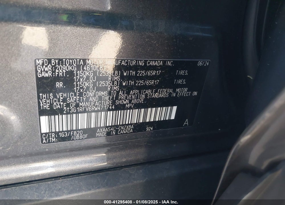 2024 TOYOTA RAV4 LE VIN: 2T3G1RFV6RW471744