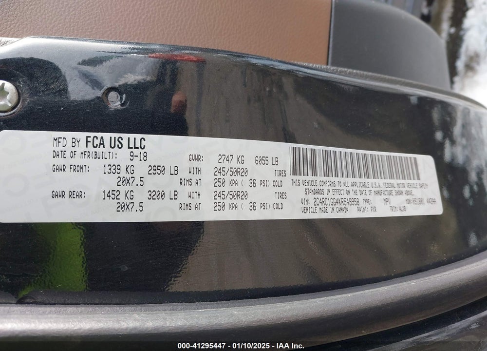 2019 CHRYSLER PACIFICA LIMITED VIN: 2C4RC1GG4KR549958