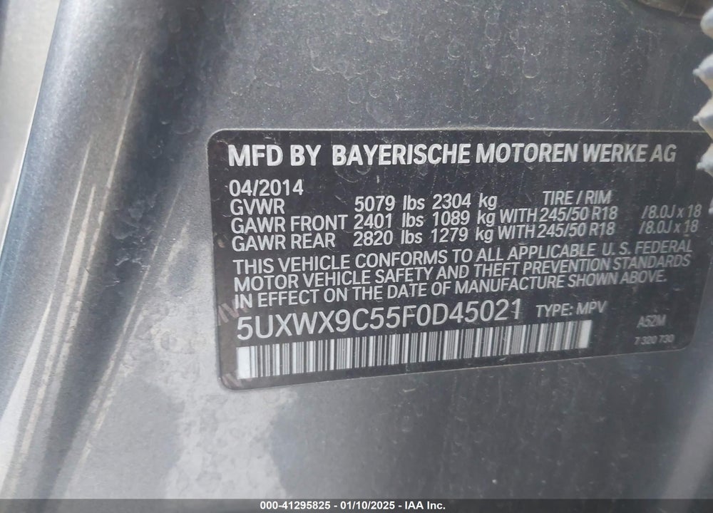 2015 BMW X3 VIN: 5UXWX9C55F0D45021