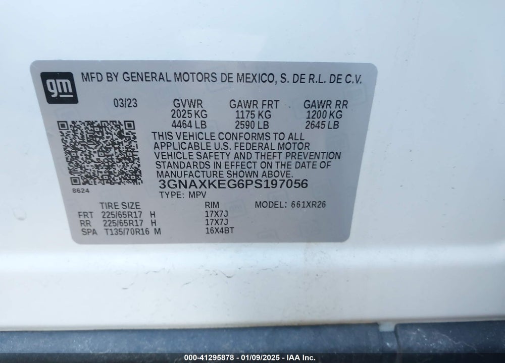 2023 CHEVROLET EQUINOX FWD LT VIN: 3GNAXKEG6PS197056