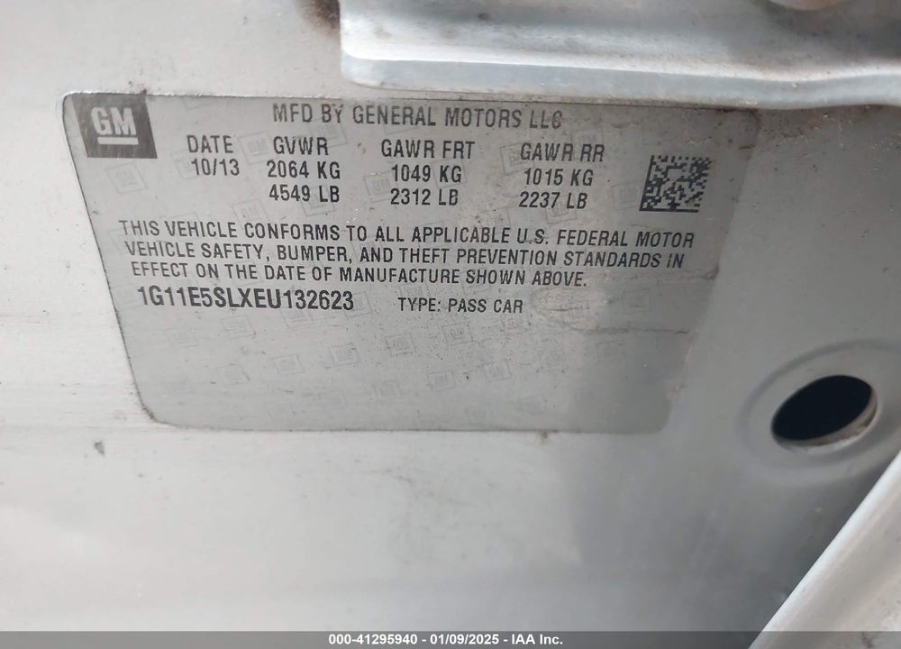 2014 CHEVROLET MALIBU 2LT VIN: 1G11E5SLXEU132623