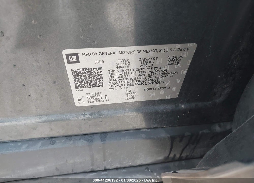2019 GMC TERRAIN VIN: 3GKALMEV4KL389503