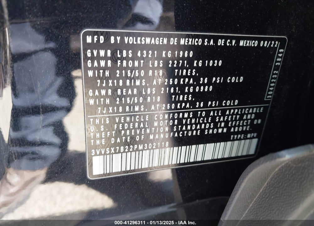 2023 VOLKSWAGEN TAOS 1.5T SE VIN: 3VVSX7B22PM302118