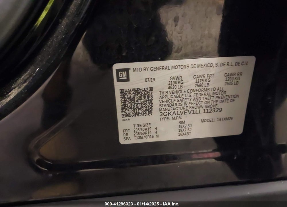 2020 GMC TERRAIN AWD SLT VIN: 3GKALVEV1LL112329