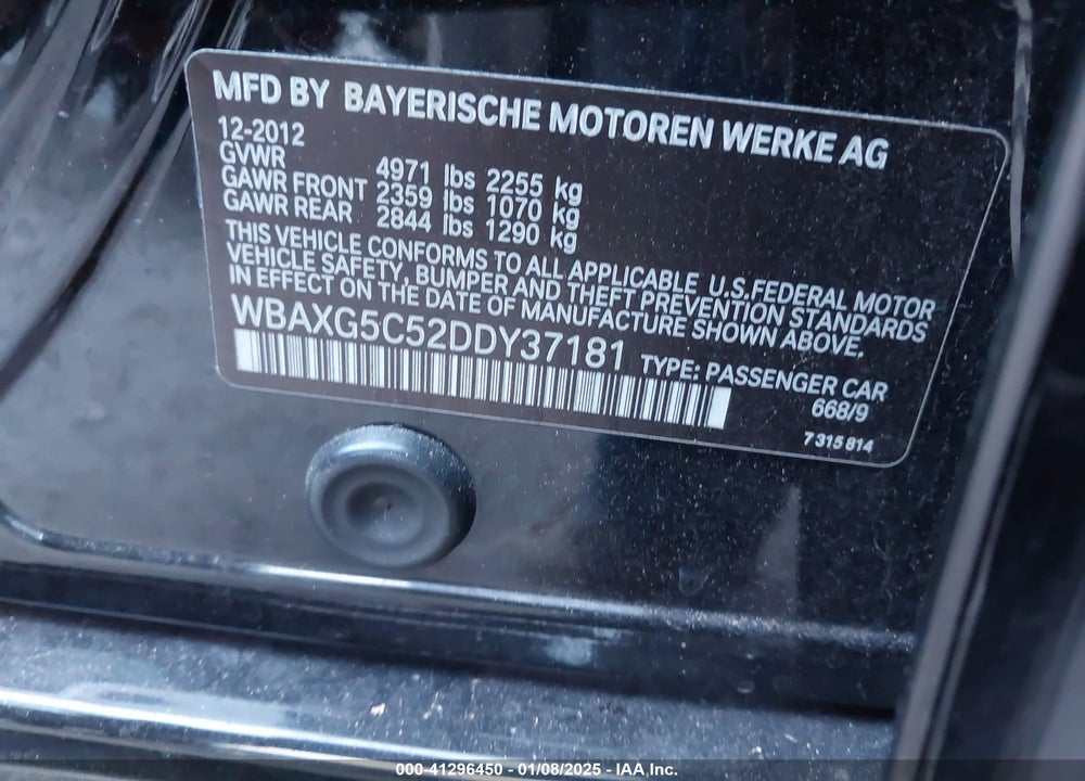 2013 BMW 528I VIN: WBAXG5C52DDY37181